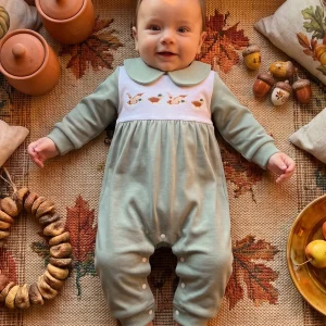 Girls Jumpsuit, Cute Duck Embroidery
