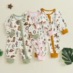 Western Horse Print Jumpsuit, L/S