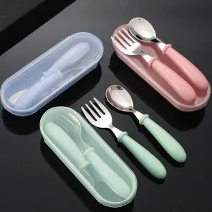 (3pcs} Stainless Steel, Spoon, Fork, Box